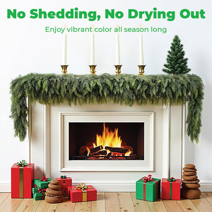 🎅🎄 Artificial Cedar Garland🌿for Table,Mantel, Wall – Perfect for Indoor & Outdoor Christmas Decorations