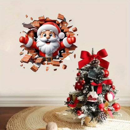 "Santa's Breaking In!" Christmas Wall Sticker 🎅 Funny Holiday Decor for Home 🎄