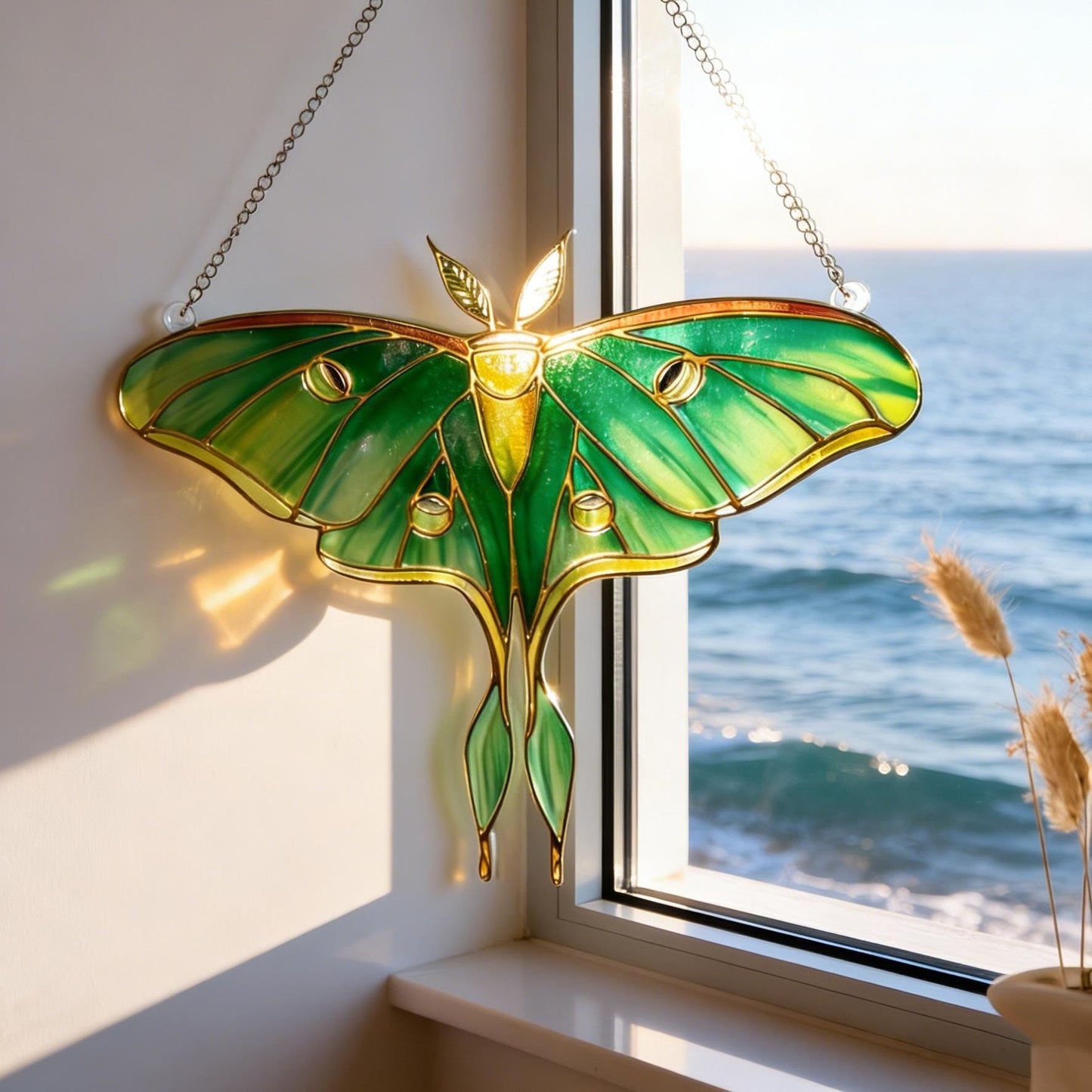 Add a Touch of Nature’s Glow: Butterfly Sunflower Stained Glass Window Decor