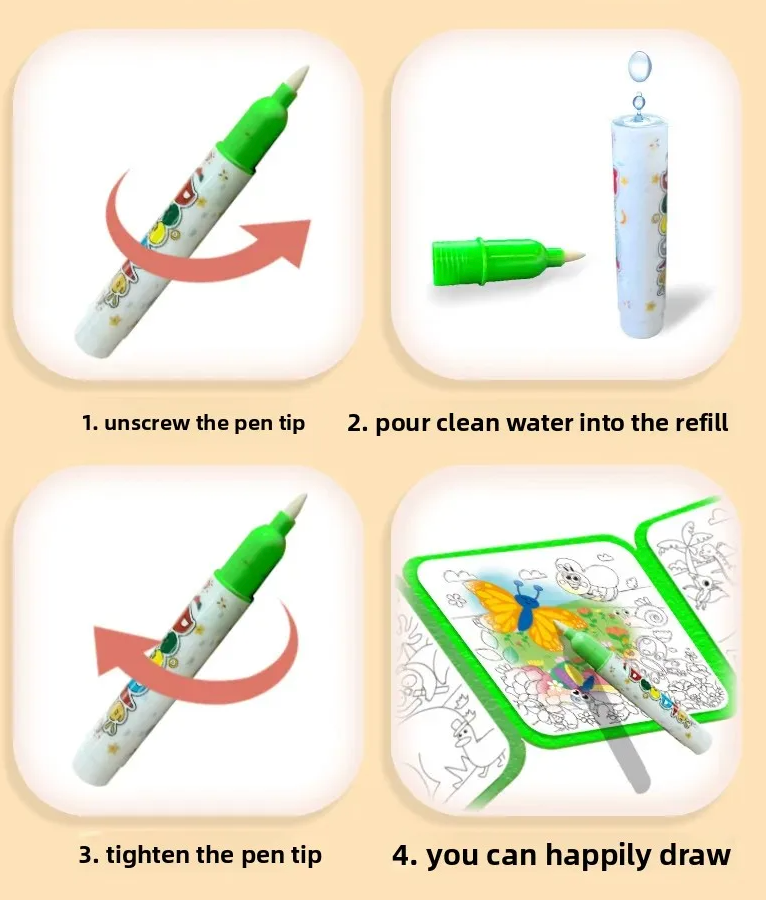 Kids Reusable Water Painting Books: No Mess, No Stress!